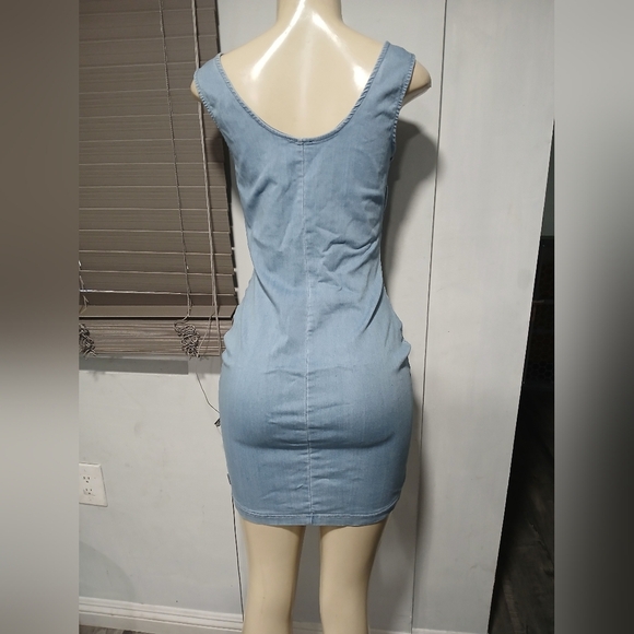 Iris Light Blue Denim Mini Dress - Picture 4 of 5
